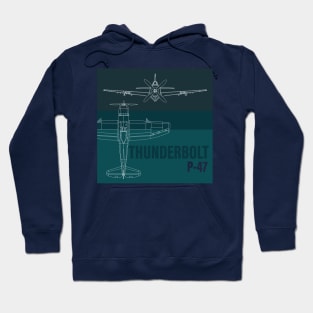 Elevate your Style: P-47 Thunderbolt blueprint design Hoodie